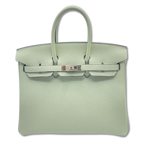 Hermes Birkin 25 Grineve Togo Silver Metal Fittings B 새겨 져