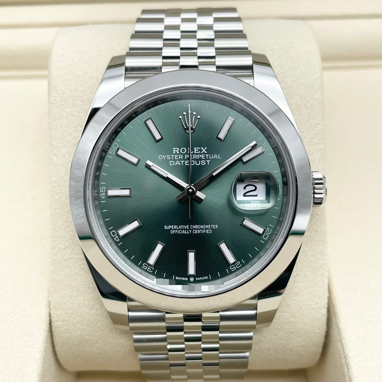 プレオウンド ロレックス デイトジャスト 126300 ミントグリーン ジュビリーブレスレット 41mm