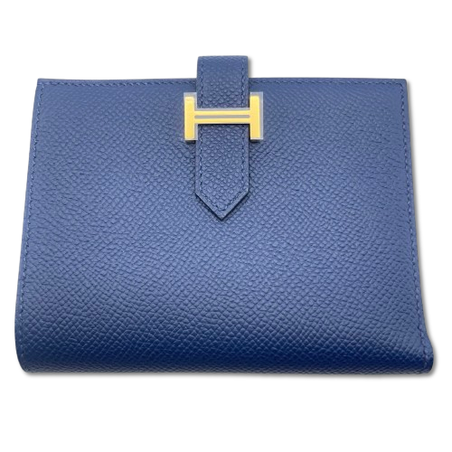 プレオウンド エルメス べアンコンパクト ブルーネイビー ゴールド金具 B刻印