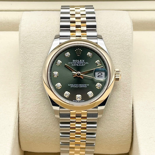 Pre-Owned Rolex Datejust 278243G Green Stainless Steel + White Gold Jubilee Bracelet 31mm
