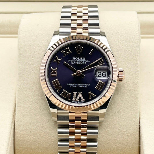 Pre-Owned Rolex Datejust 278271 Aubergine Everrose Gold Roman VI Diamond Jubilee Bracelet 31mm