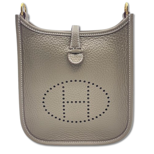 Pre-Owned Hermes Mini Evelyn Amazone TPM Etoupe Torillon Clemence Gold Hardware W Engraved