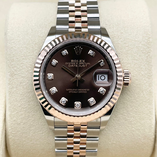 Pre-Owned Rolex Datejust 279171G Chocolate Stainless Steel + Everrose Gold 28mm