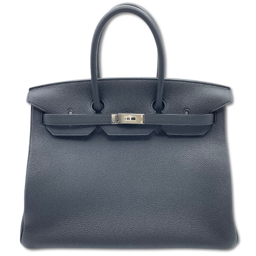 Pre-Owned Hermes Birkin 35 Noir Togo Silver Fittings U Engraved