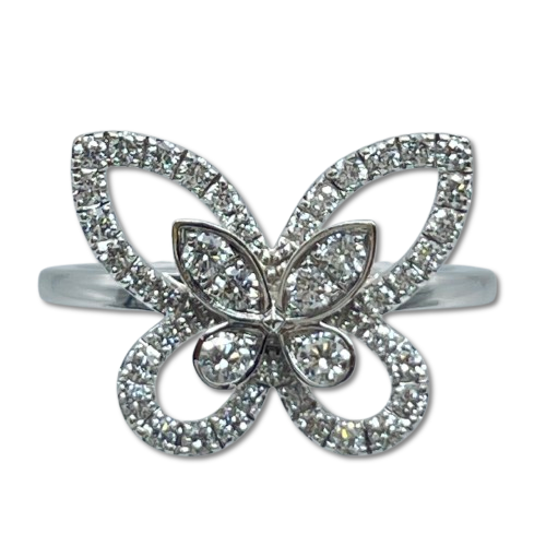Pre-Owned Graph Butterfly Silhouette Diamond Mini Ring RGR769 White Gold Size 6.5