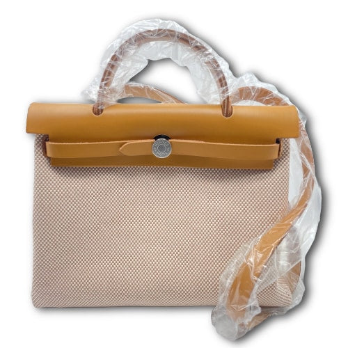 Pre-Owned Hermes Ale Bag 31 Natural Sable Toil GM/Vash Hunter Silver Fittings W Engraved