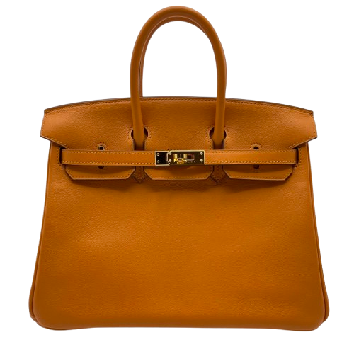 Pre-Owned Hermes Birkin 25 Apricot Swift Gold Hardware C Engraved