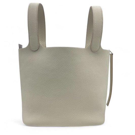 Pre-Owned Hermes Picotin Lock MM Beton Torillon Clemence Silver Fittings W Engraved