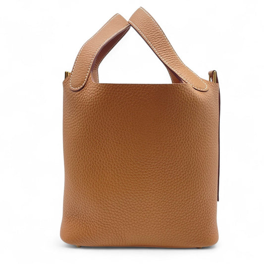 Pre-Owned Hermes Picotin Lock PM Gold Torillon Clemence Gold Hardware K Engraved