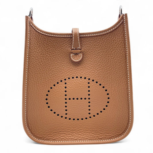 Pre-Owned Hermes Mini Evelyn Amazone TPM Gold Torillon Clemence Silver Metal Fitting K Engraved