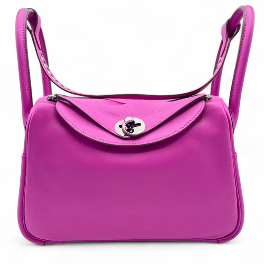 Pre-Owned Hermes Lindy Tresage 26 Magnolia Swift Silver Fittings C Engraved