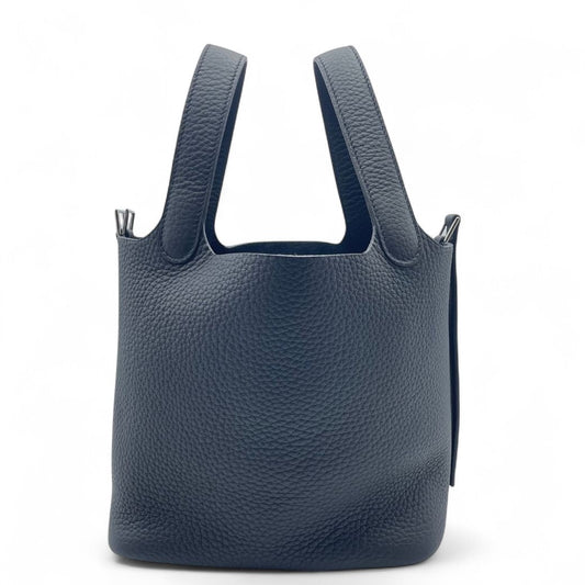 Pre-Owned Hermes Picotin Rock PM Noir Torillon Clemence Silver Fitting K Engraved