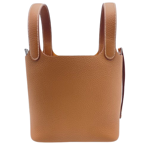 Pre-Owned Hermes Picotin Lock PM Gold Torillon Clemence Silver Metal Fitting K Engraved