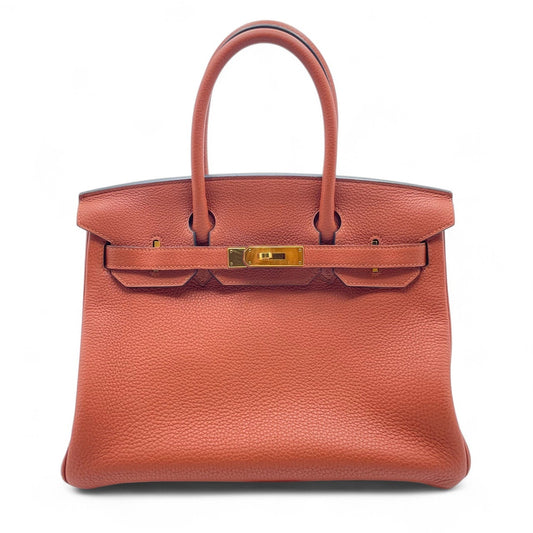 Pre-Owned Hermes Birkin 30 Cuigre Togo Gold Hardware X Engraved