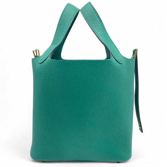 Pre-Owned Hermes Picotan Lock PM Verdigo Taurillon Clemence Gold hardware W engraved