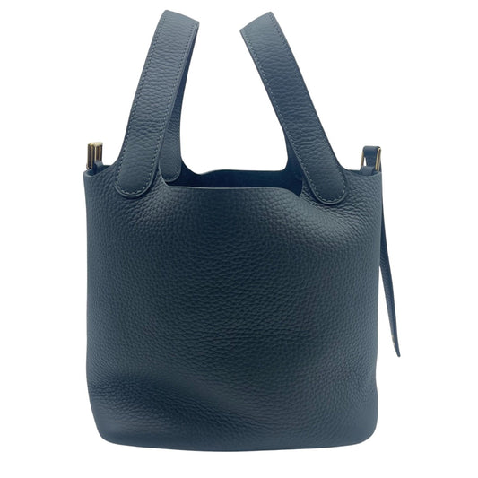 Pre-owned Hermes Picotan Lock PM Vertfonce Taurillon Clemence Gold hardware K stamp