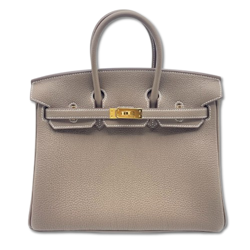 Pre-owned Hermes Birkin 25 Etoupe Togo Gold hardware K stamp