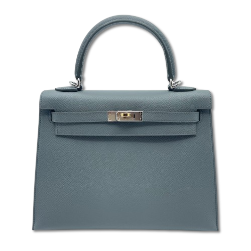 Pre-Owned Hermes Kelly 25 Vert Amand Epson Electrum Hardware K Stamp