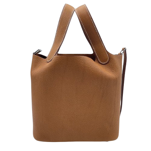 Pre-owned Hermes Picotan Lock PM Gold Barenia Faubourg Silver hardware K stamp