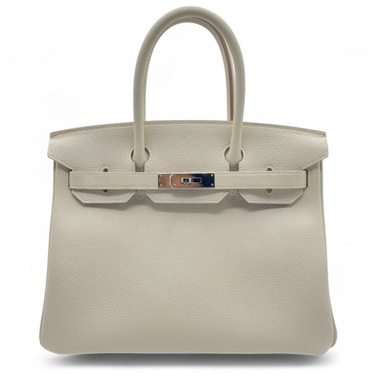 Pre-owned Hermes Birkin 30 Cre Togo Silver hardware Z engraved