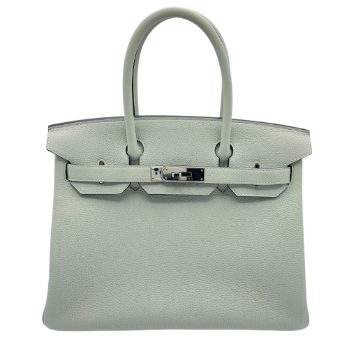 Pre-owned Hermes Birkin 30 Grineve Togo Silver hardware B engraved