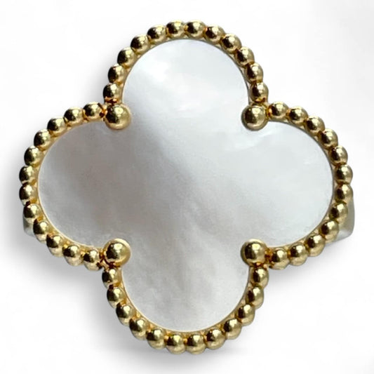 プレオウンドヴァンクリーフ&アーペル マジック アルハンブラ リング VCARF78955 マザーオブパール イエローゴールド 14号