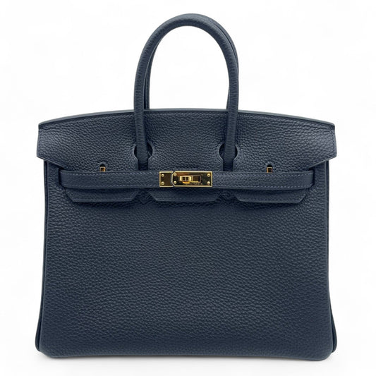 Pre-owned Hermes Birkin 25 Cavern Togo Gold hardware U engraved