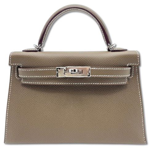 Pre-owned Hermes Mini Kelly Etoup Epson Silver hardware K stamp