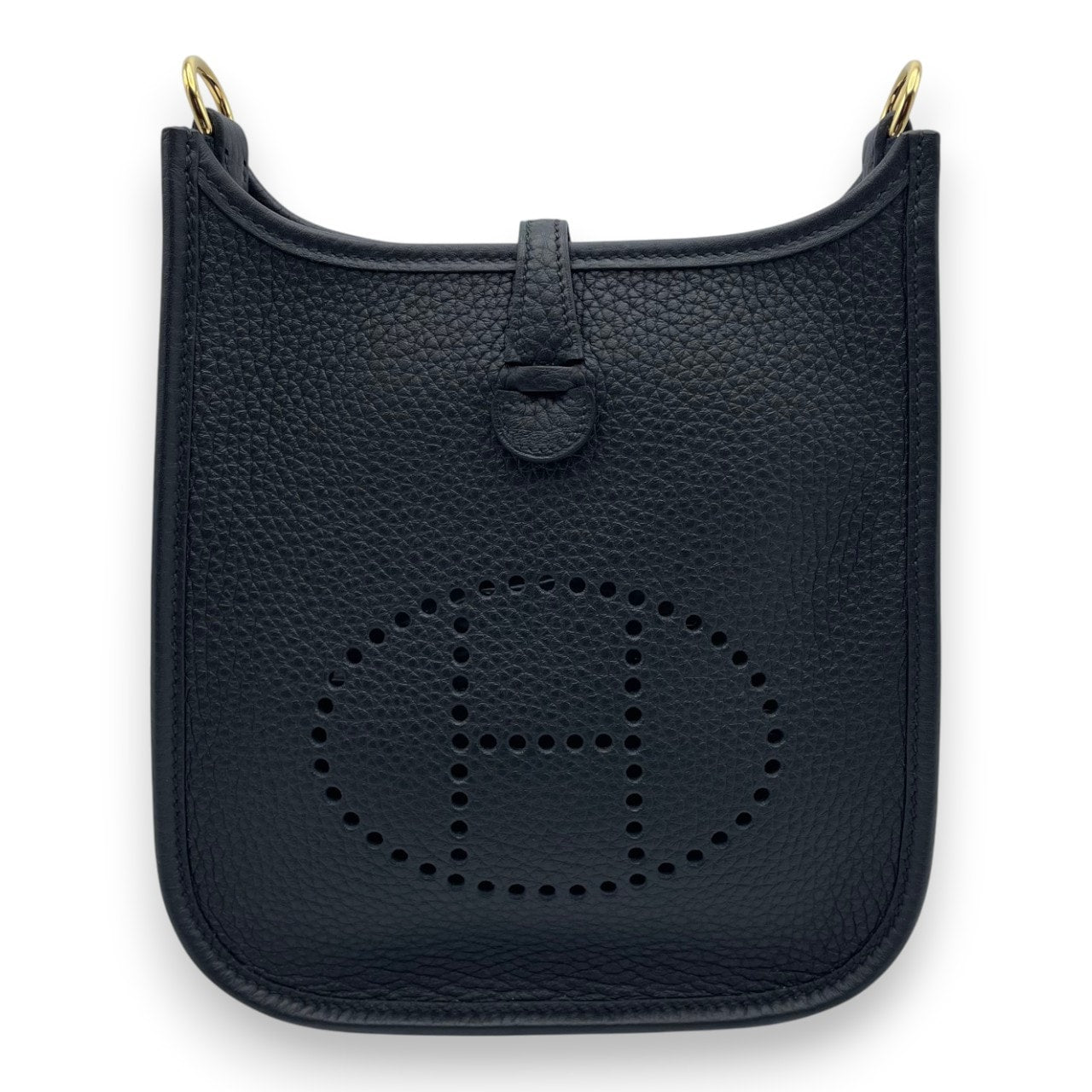 Pre-owned Hermes Mini Evelyn Amazone TPM Noir Taurillon Clemence Gold hardware W stamped