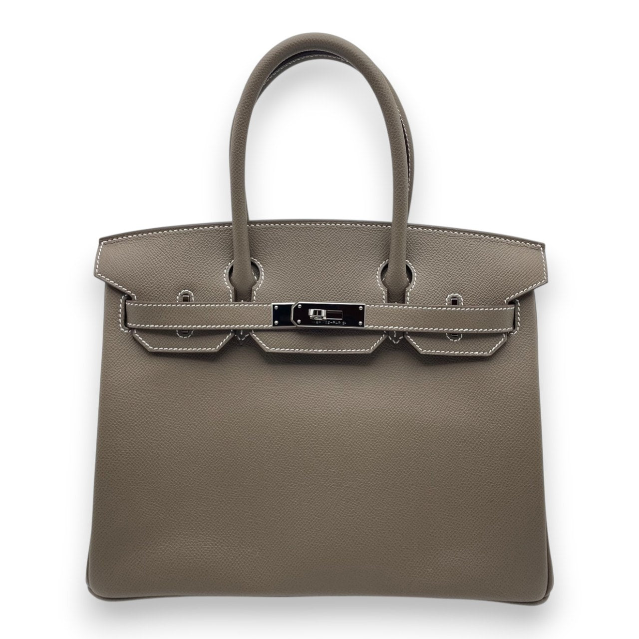 プレオウンドエルメス バーキン 30 エトゥープ エプソン シルバー金具 W刻印