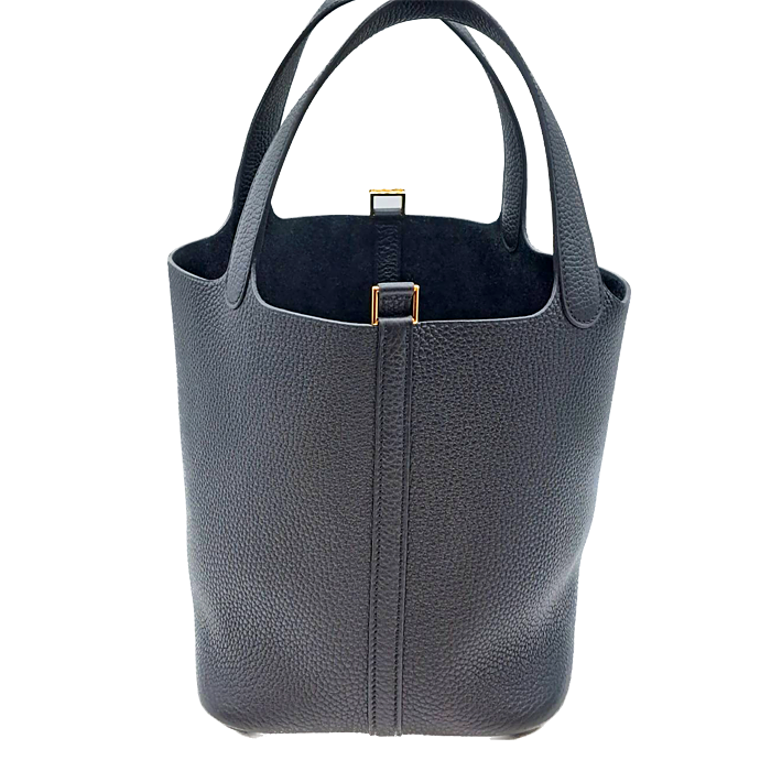 Pre-Owned Hermes Picotin Rock MM Noir Torillon Clemence Gold Fitting