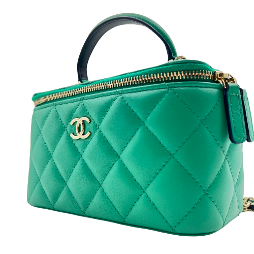 CHANEL Lambskin Matelasse Vanity Back Chain Shoulder Bicolor