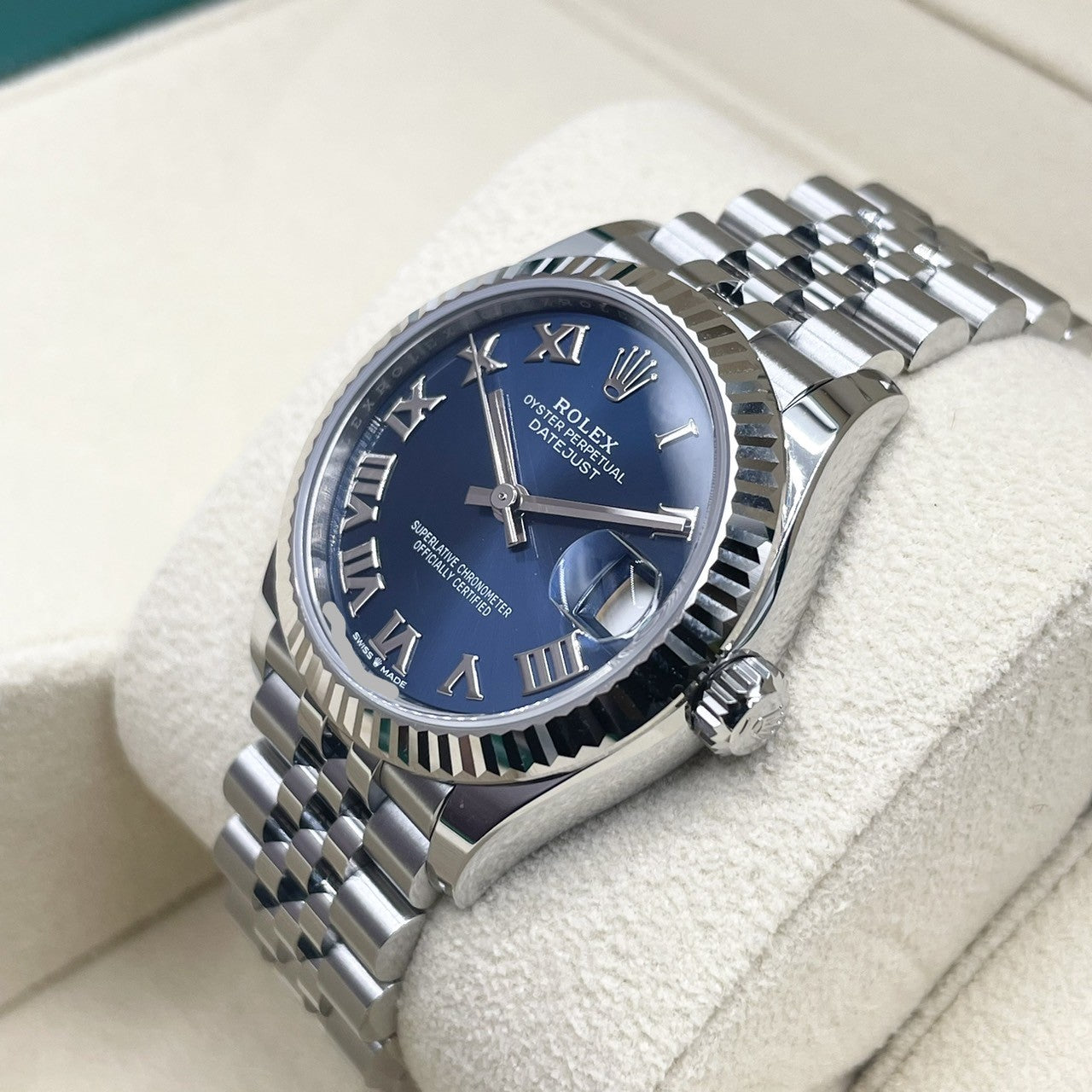 Pre-Owned Rolex Datejust 278274 Bright Blue Roma Oyster Bracelet 31mm
