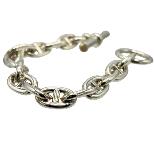 Hermes Chaine Dunkle Bracelet MM Silver 사용 좋은 상태
