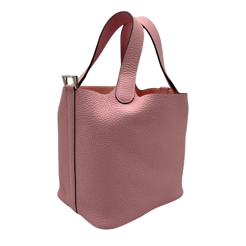 Hermes Picotin Lock PM Rose Sakura Torillon Clemence Silver Metal Fittings B 조각.