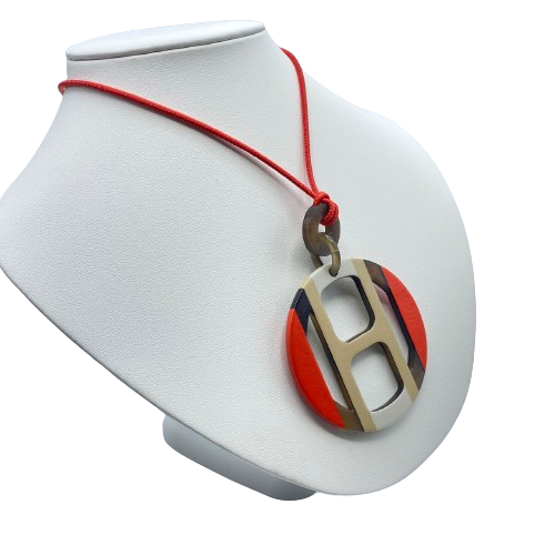 Pre-Owned Hermes H-Equip Pendant Buffalo Horn Lacquer