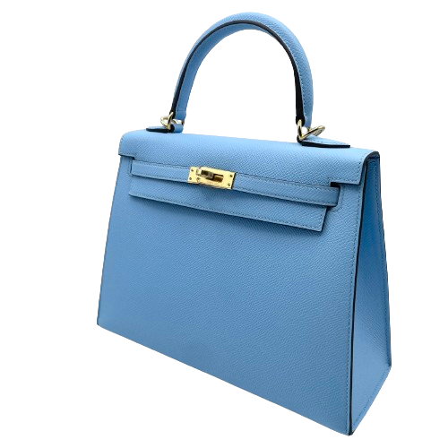 사전 소유 헤르메스 켈리 25 Celeste Epson Gold Hardware B 새겨 져