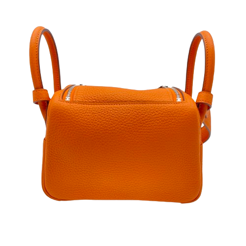 Hermes Lindy Mini Orange Minien Taurillon Clemence 银色五金 U 雕刻