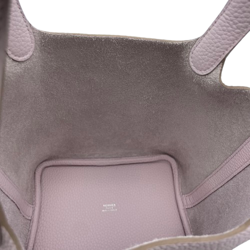 Hermes Picotin Lock PM Mauve 창백한 Torillon Clemence Silver Fittings w 새겨 져
