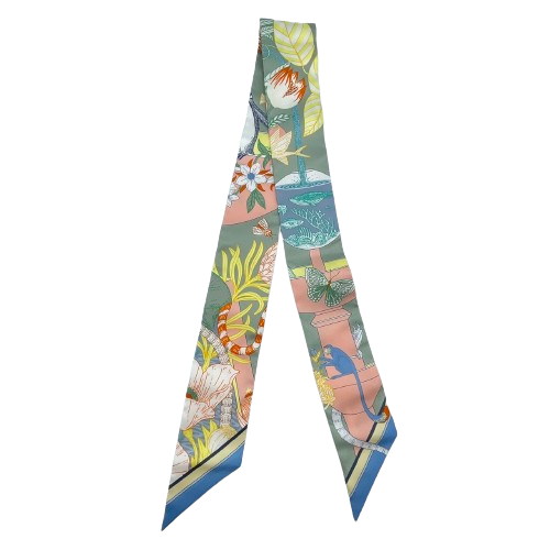 헤르메스 Twilly Precious Paradise Veil Amand / Apricot / Blue Jean Silk