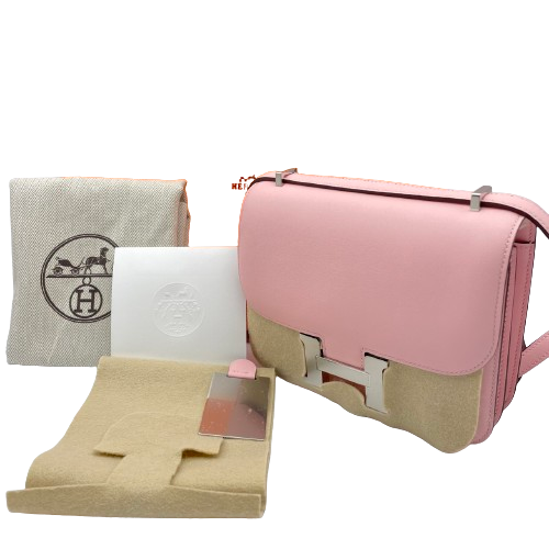 Hermes Constance Mini 18 Rose Sakura Vo Swift Silver Metal Fittings W 새로