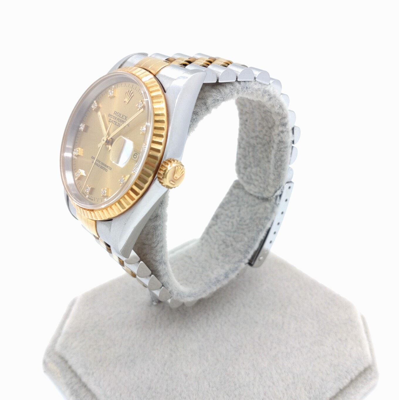 Pre-Owned Rolex Datejust 16233G 10P Diamond Champagne Gold