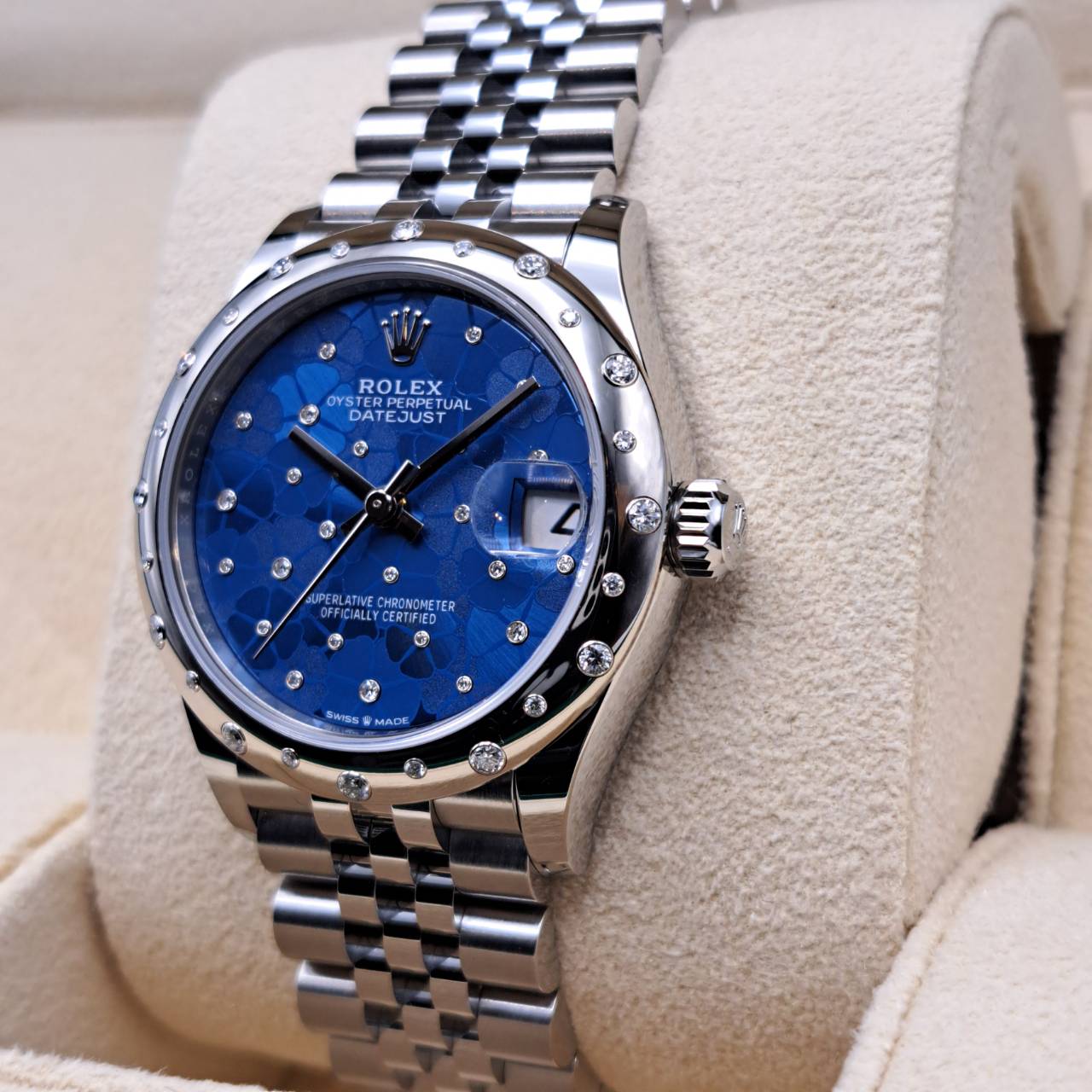 ロレックス デイトジャスト 278344RBR アズーロブルー フローラルモチーフ ダイヤ入り ジュビリーブレス 31mm