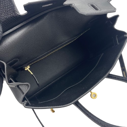 プレオウンド エルメス バーキン タッチ 25 ノワール トゴ/リザード ゴールド金具 B刻印
