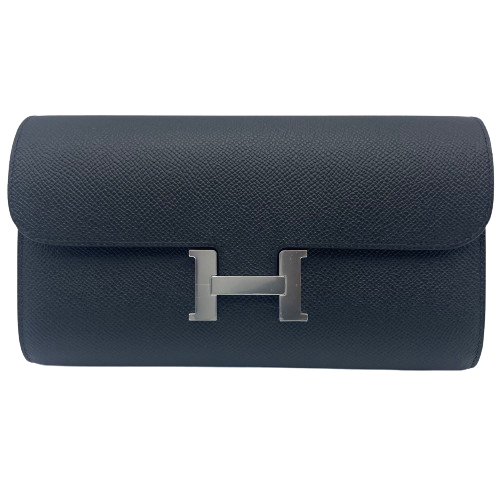 Pre-Owned Hermes Constance Long Too Go Noir Vaux Epson Silver Fittings W Engraved