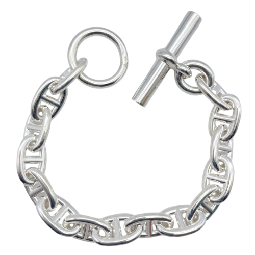 Pre-Owned Hermes Chaine Dunkle Bracelet MM Silver 925 15-panel