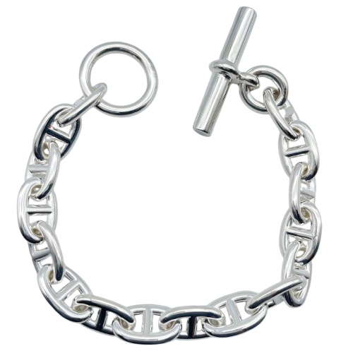 Pre-Owned Hermes Chaine Dunkle Bracelet MM Silver 925 16-panel