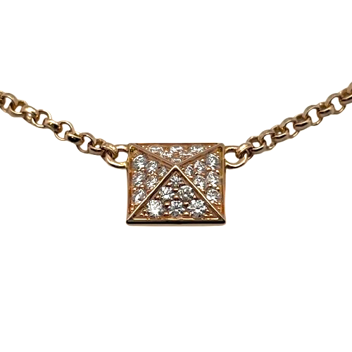 Pre-Owned Hermes Crew de H Bracelet PM 1 Chain Diamond Pink Gold