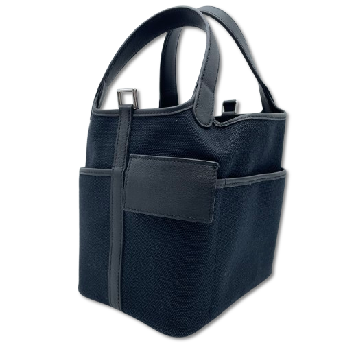 プレオウンド エルメス ピコタンロックカーゴ PM ノワール トワルゴエラン/スイフト シルバー金具 U刻印
