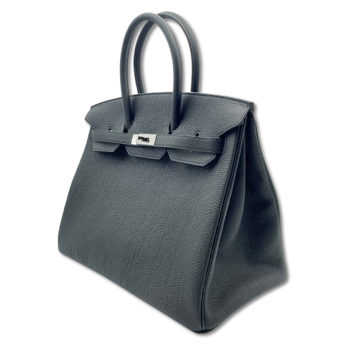 Pre-Owned Hermes Birkin 35 Noir Togo Silver Metal Fittings W Engraved